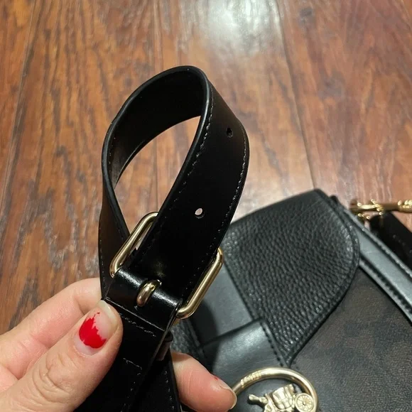 Coach Georgie Saddle bag—a small purse. Black and brown, classic C coach… - Picture 10 of 13
